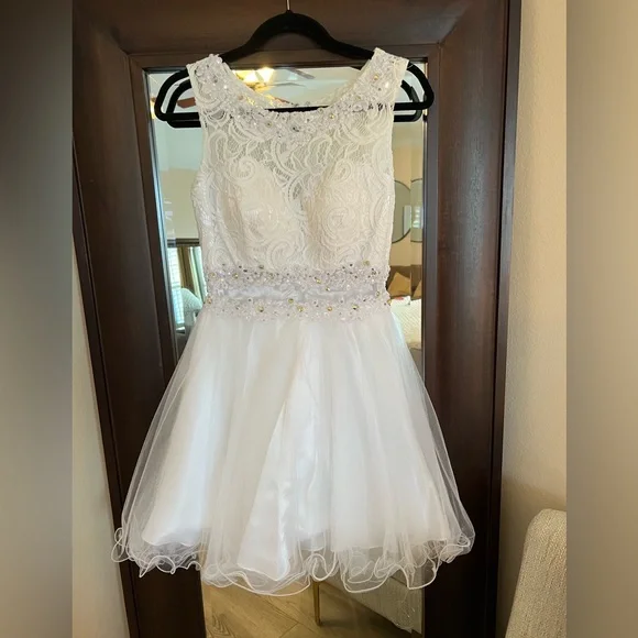 Star Box | Dresses | White Mini Party Or Dama Dress Size M | Poshmark